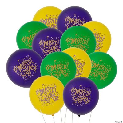 Mardi Gras Balloons - 24 Pieces
