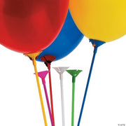 Balloon Sticks W/Cup - Assorted Colors - 144 Pieces
