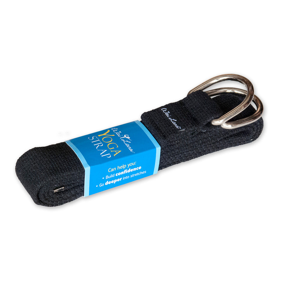 YOGA STRAPS 6ft Black (100% cotton with sturdy metal D-ring)