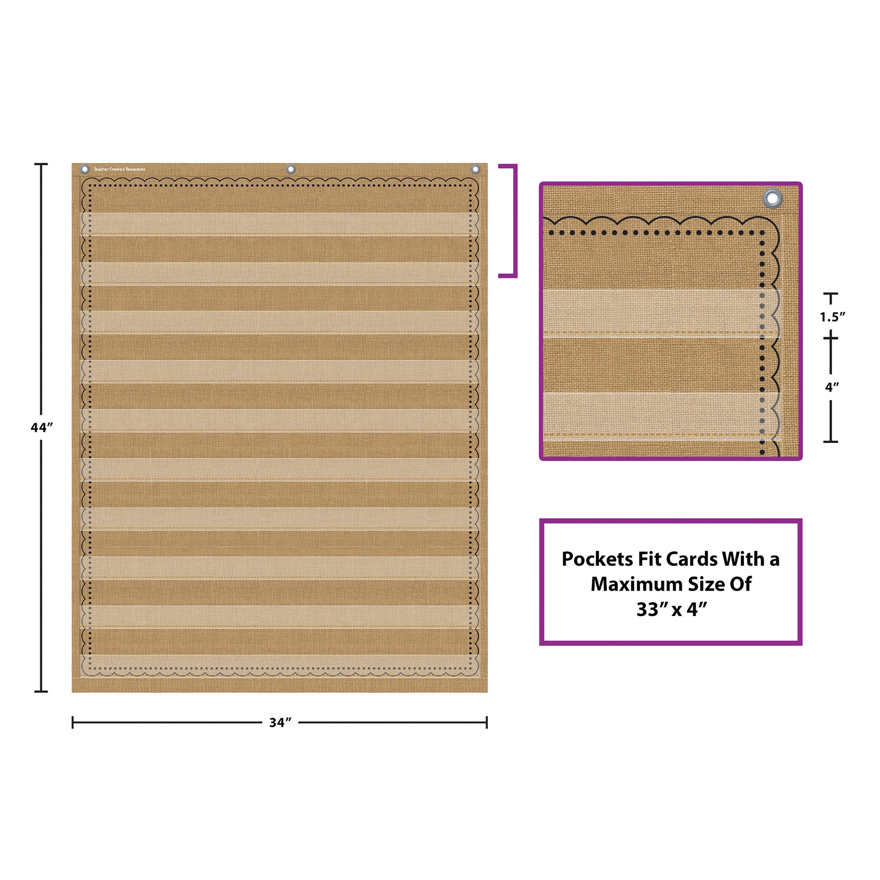 Burlap 10 Pocket Chart (34" x 44")