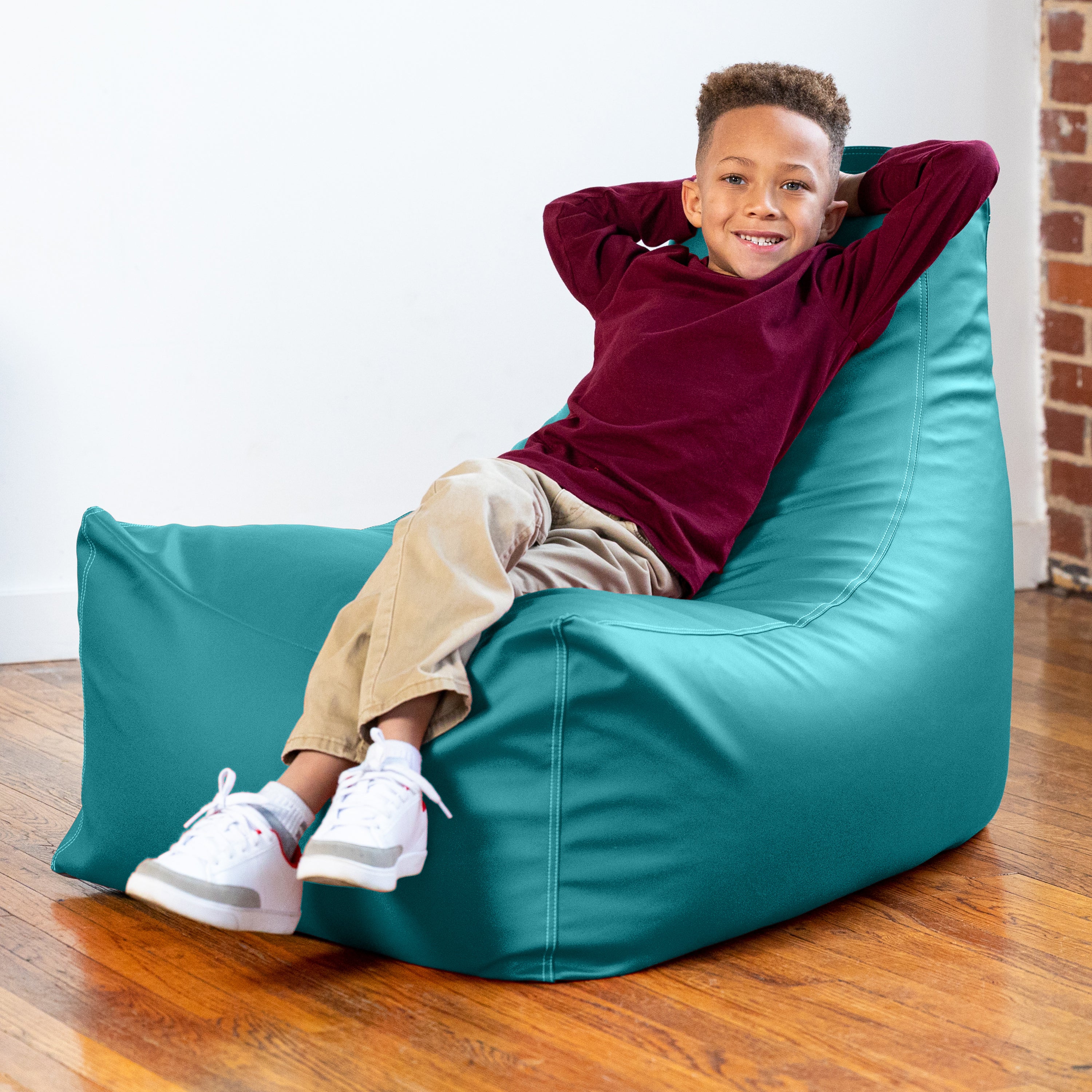 Jaxx Pezzi Premium Vinyl Classroom Bean Bag Chair, Turquoise