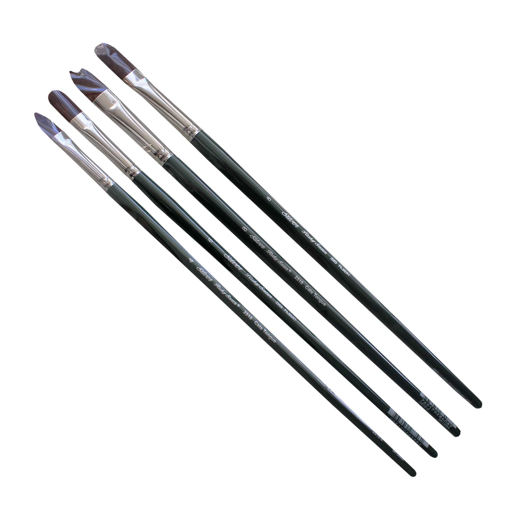 Ruby Satin Cats Tongues, 4 Brushes