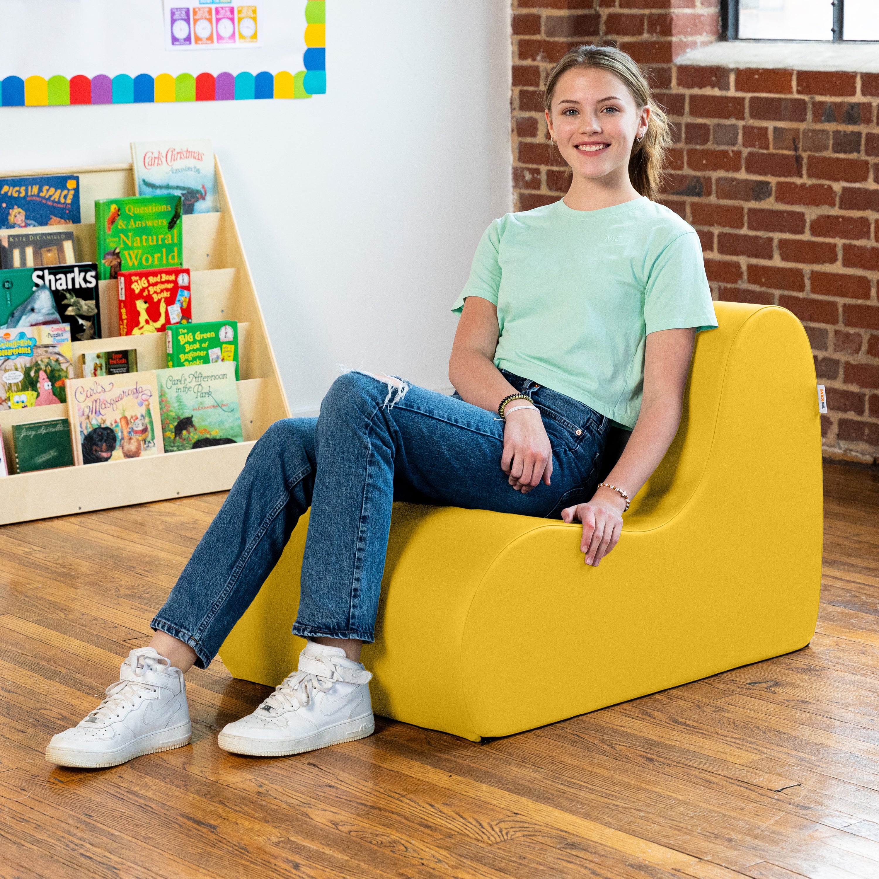 Jaxx Midtown Medium Classroom Soft Foam Chair - Premium Vinyl Cover - Yellow