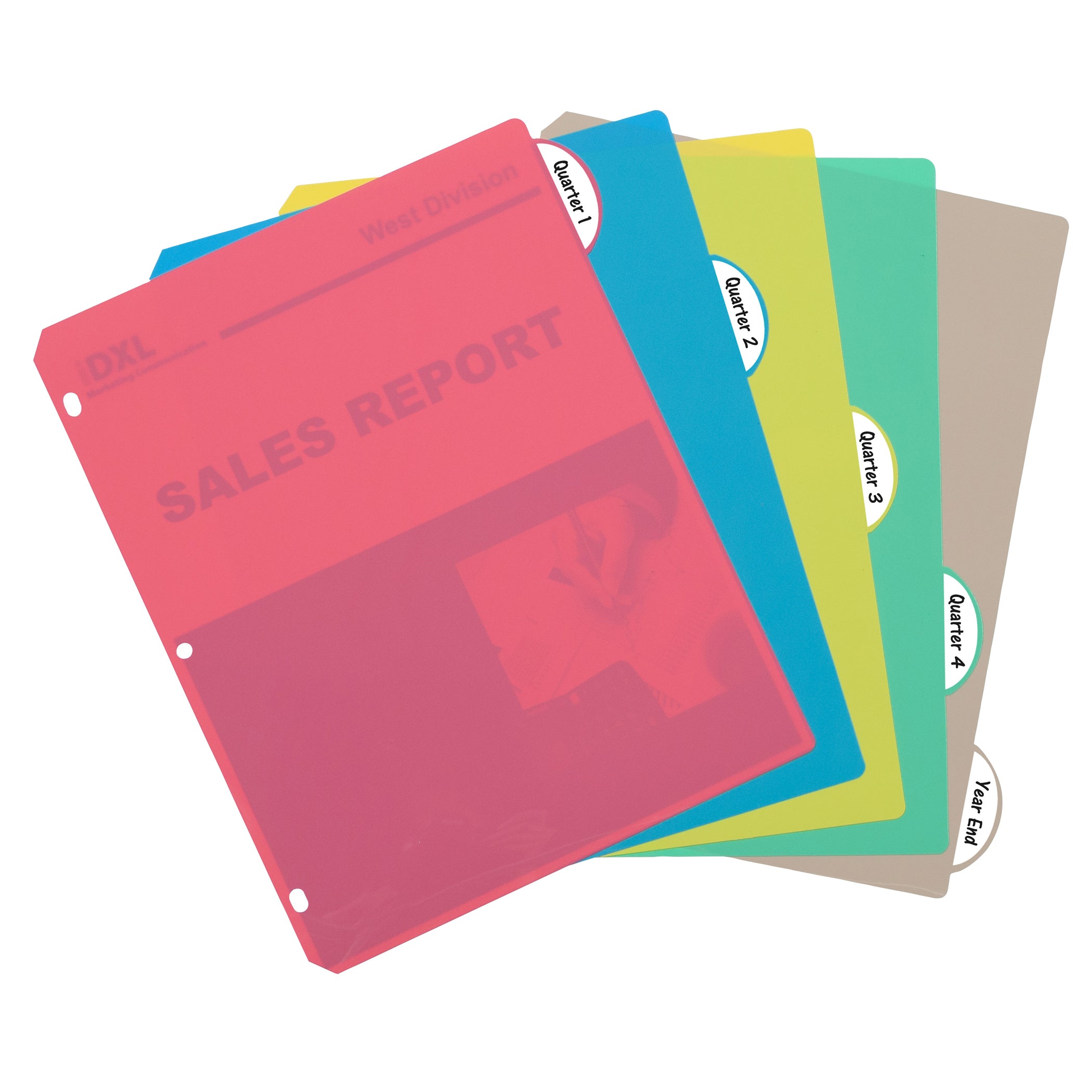 5-Tab Poly Binder Index Dividers, Assorted, 5/Set