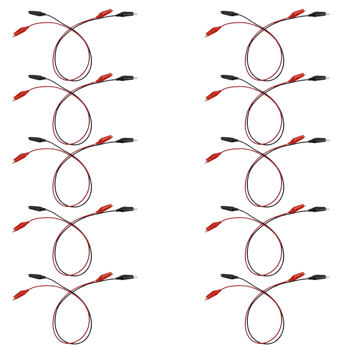 Connector Cord, 18", Alligator to Alligator, Red and Black, 10 Pair per Pack
