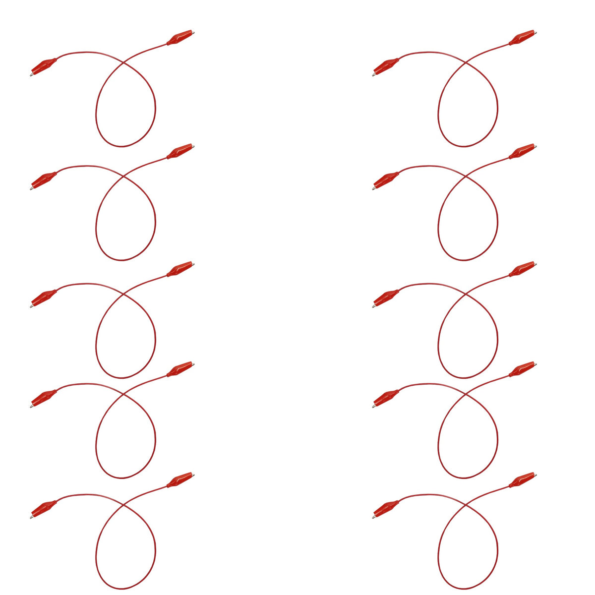 Connector Cord, 18", Alligator to Alligator, Red, Pack of 10