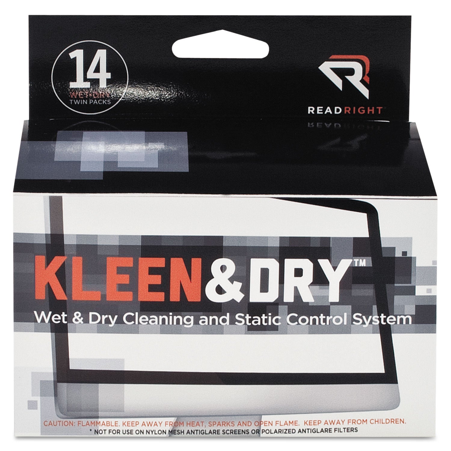 Read Right Kleen & Dry Screen Cleaners - For Display Screen - Pre-moistened, Lint-free, Anti-static, Anti-glare - 2 Sets/Packet - 1 Box