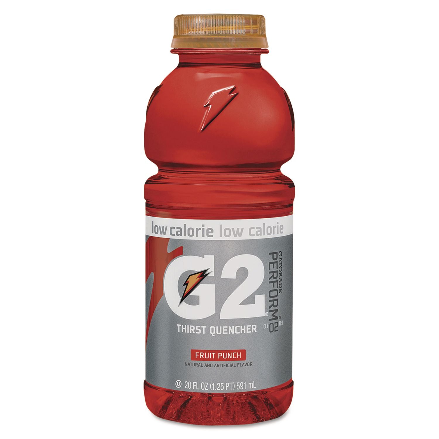 G2 Perform 02 Low-Calorie Thirst Quencher, Fruit Punch, 20 Oz Bottle, 24/carton
