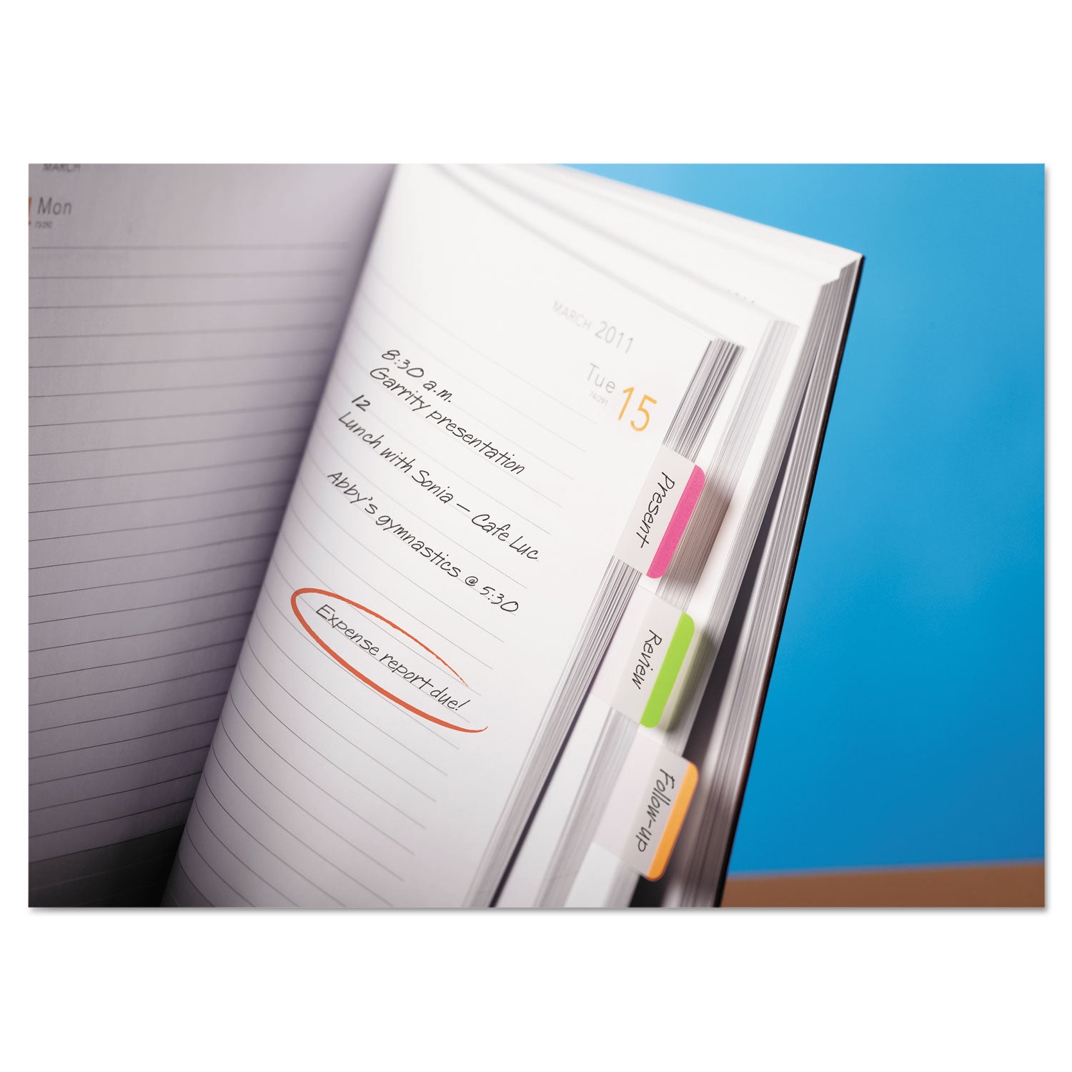 Post-it&reg; Durable Tabs - 66 Write-on Tab(s) - 1.50" Tab Height - Pink, Green, Orange Tab(s) - Repositionable - 1 Pack