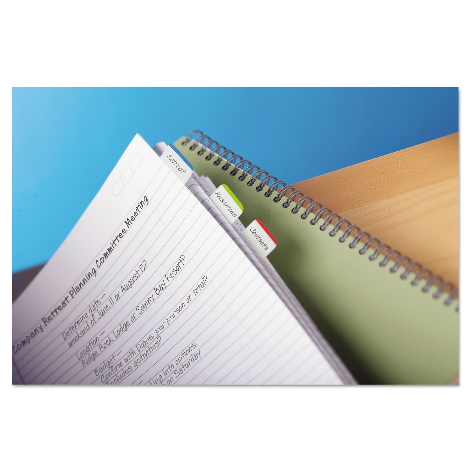 Post-it&reg; Durable Tabs - 1.50" Tab Height x 1" Tab Width - Green, Red, Blue Tab(s) - Repositionable - 1 Pack