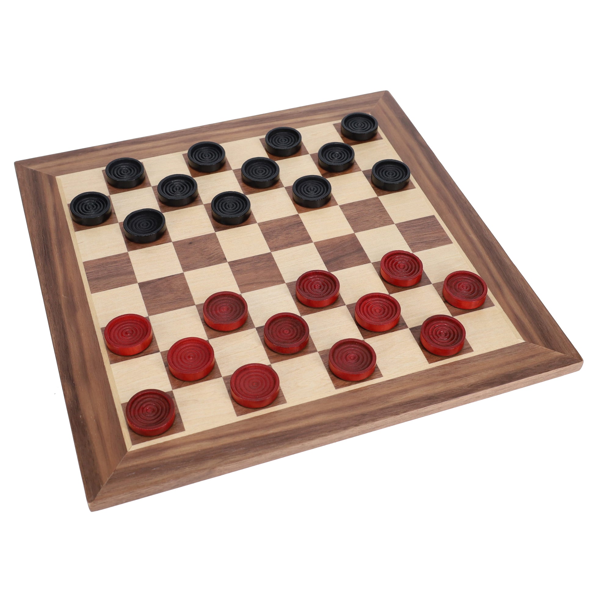 Old School Red and Black Wooden Checkers Set -12 in