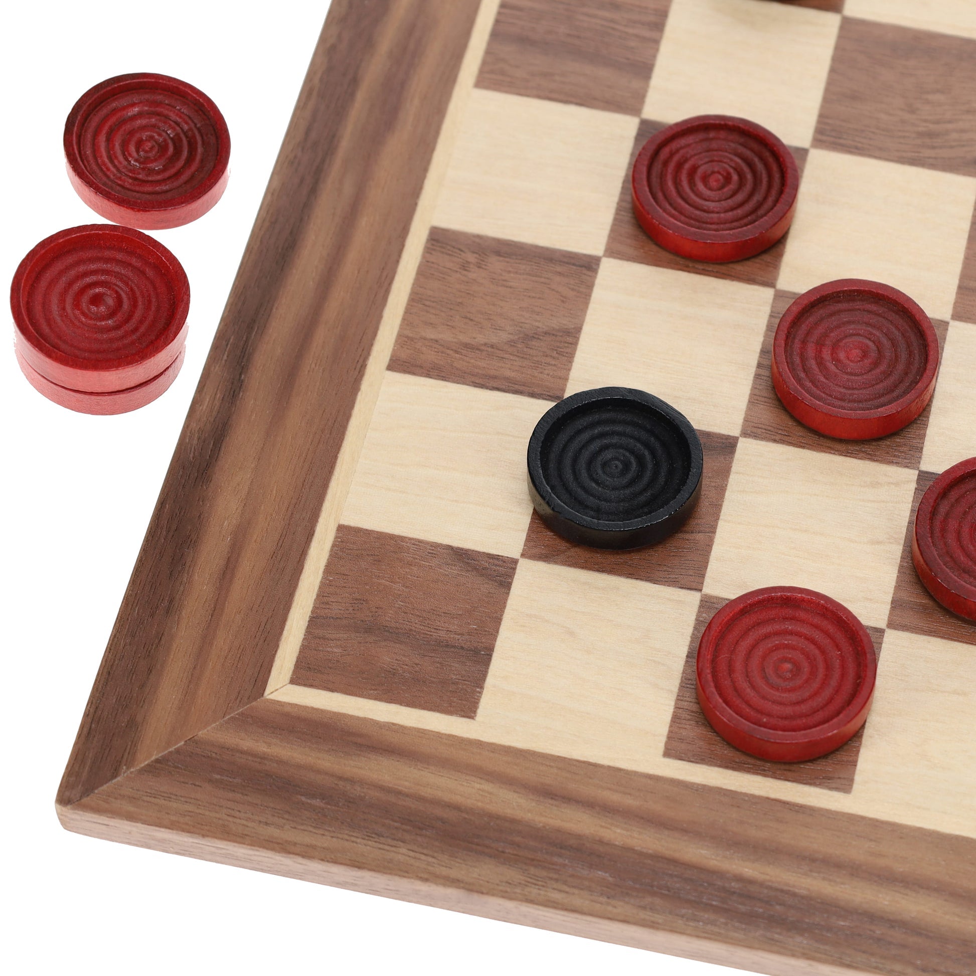 Old School Red and Black Wooden Checkers Set -12 in