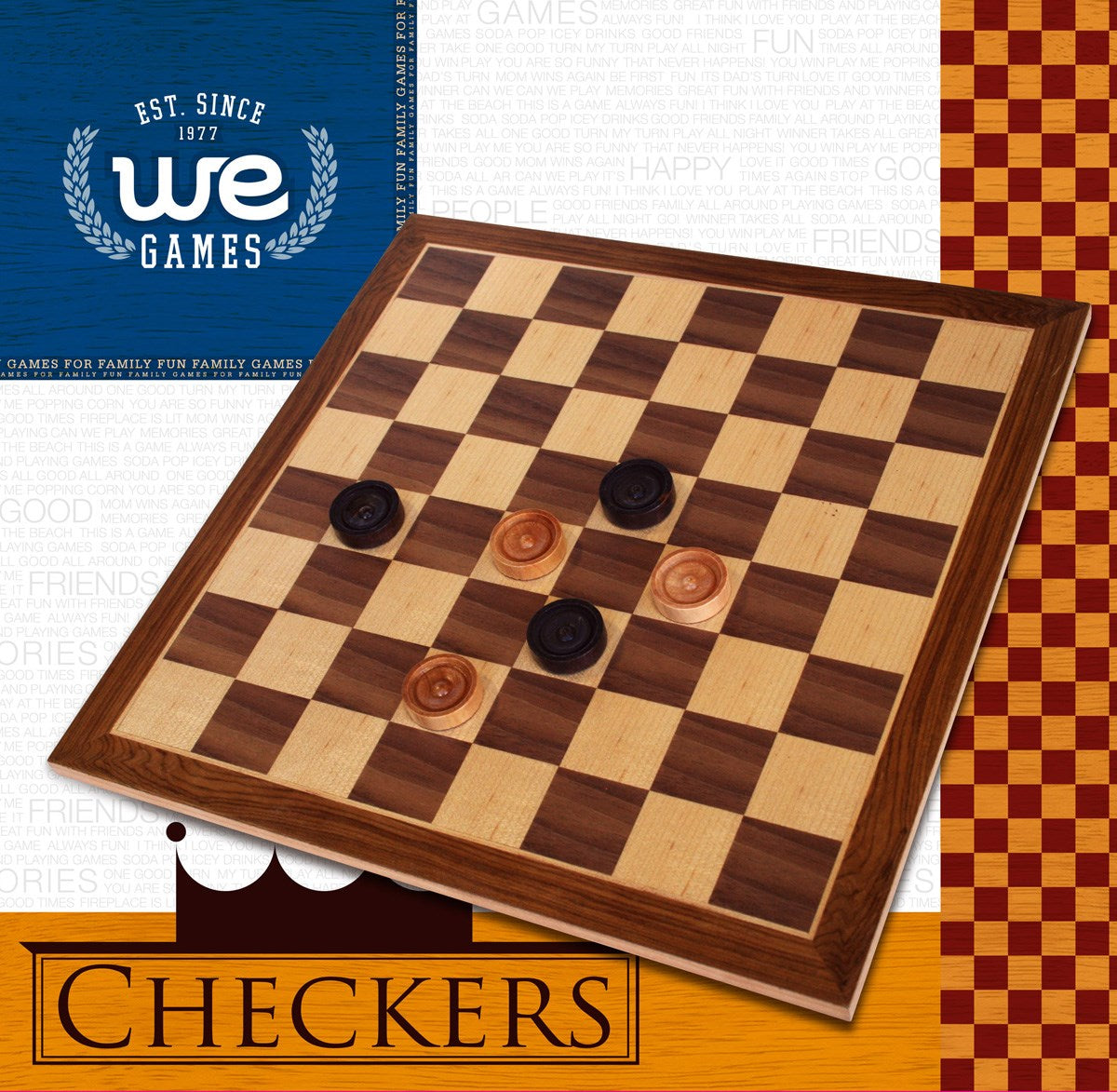 Old School Brown and Natural Wooden Checkers Set -11.75 in