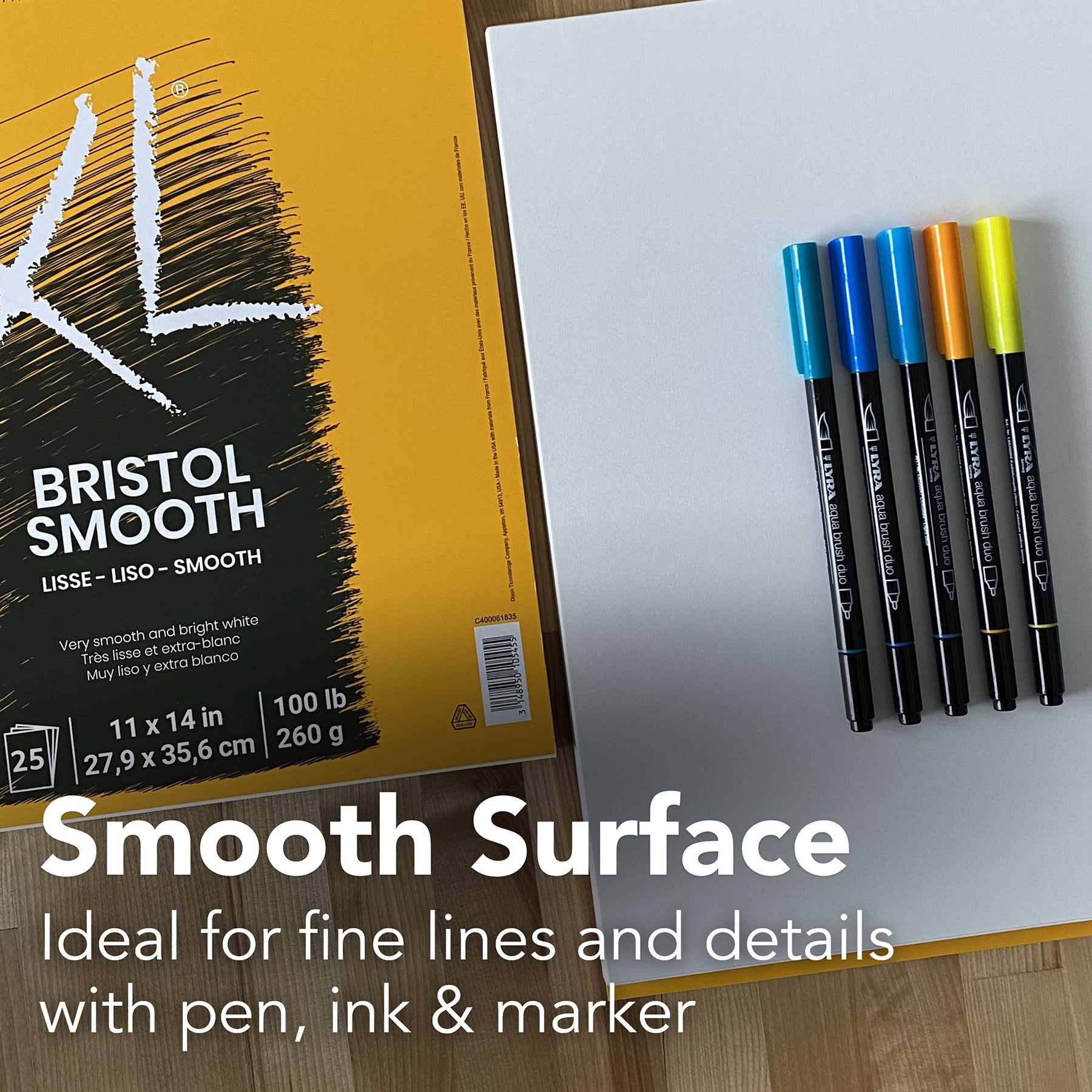 XL Series Bristol Pad, Smooth Finish, Foldover Binding, 25 Sheet, 14x17 inch, 1 Count