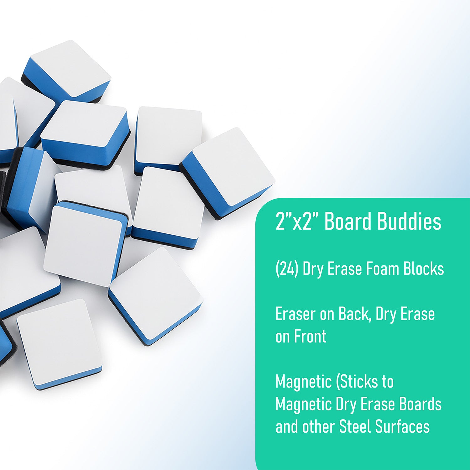 24CT 2X2IN DRYERASE BOARD BUDDIES
