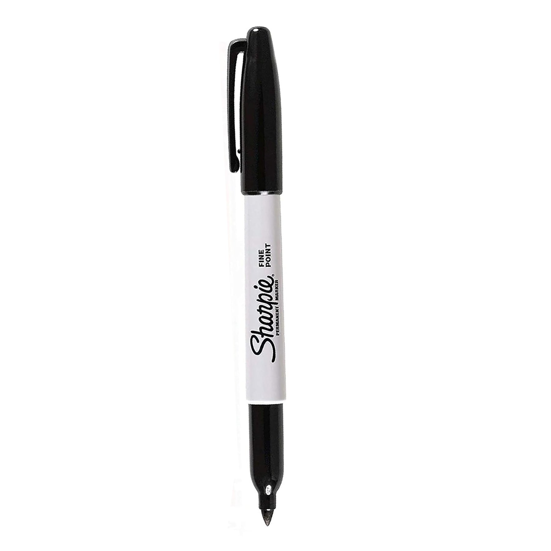 Fine Point Permanent Marker, Black, Box of 12