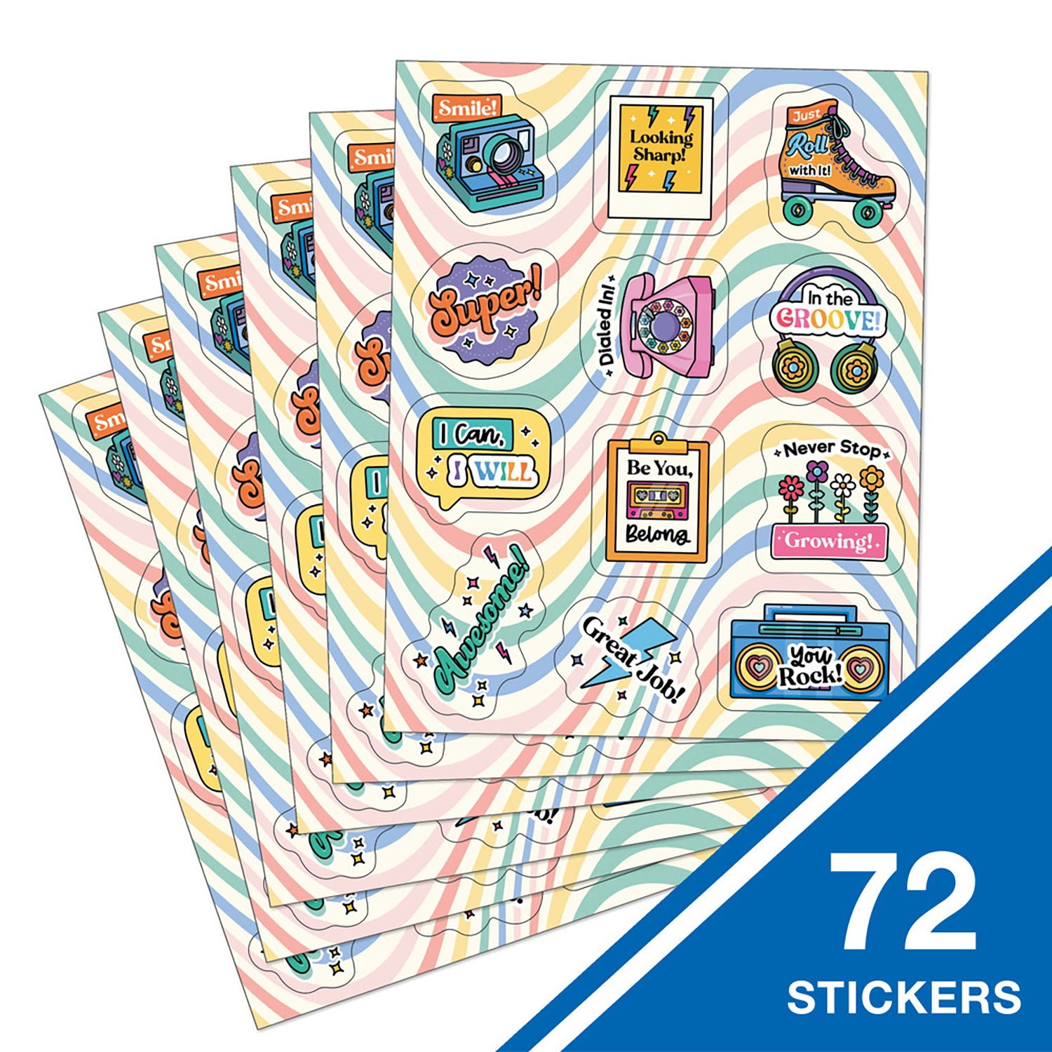 Happily Ever Elementary Retro Remix Motivators Motivational Stickers, Pack of 72