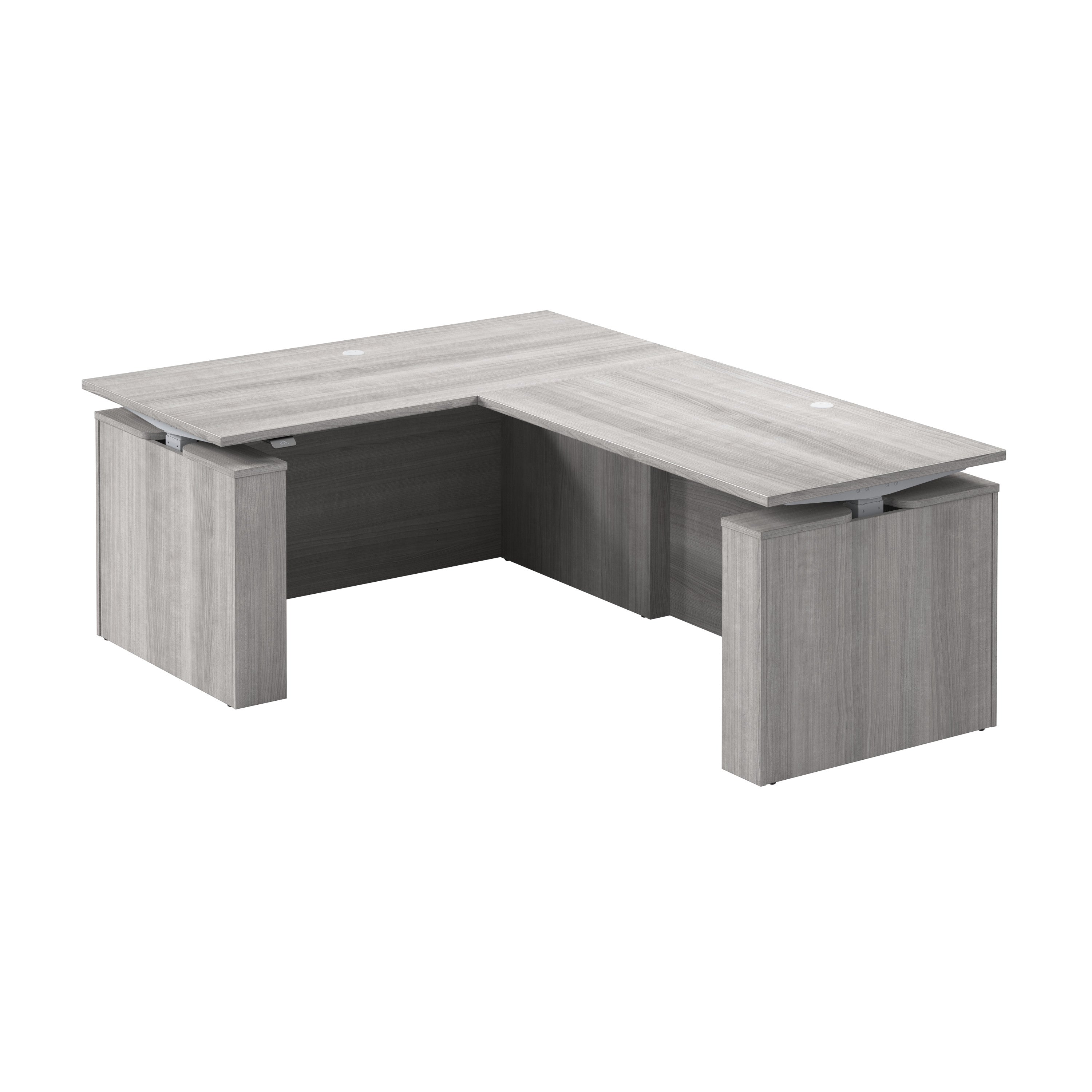 Bush Business Furniture Stratus&nbsp;60W x&nbsp;78D Electric Height Adjustable L Shaped Standing Desk in Platinum Gray with Metallic Gray Base - 59.45" Width x 76.97" Depth x 27.44" Height
