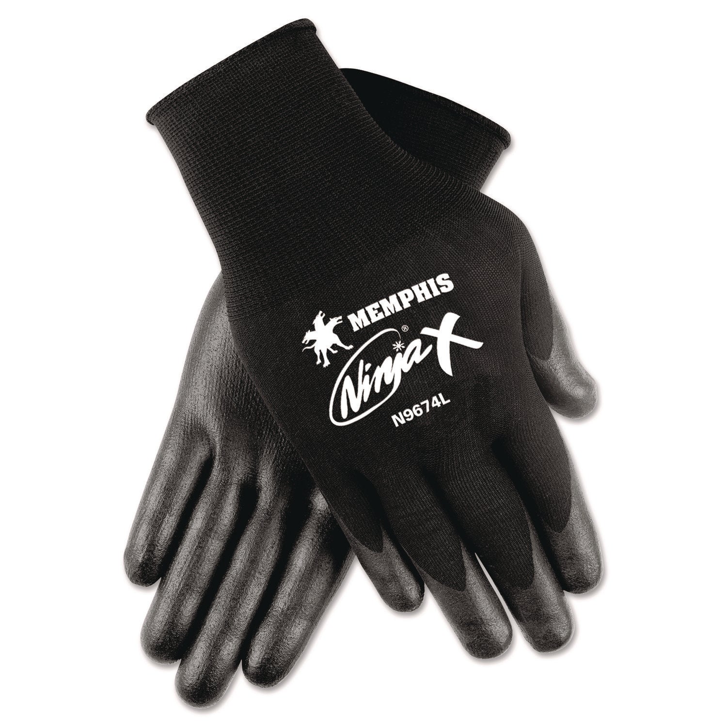 Ninja X Bi-Polymer Coated Gloves, Large, Black, Pair