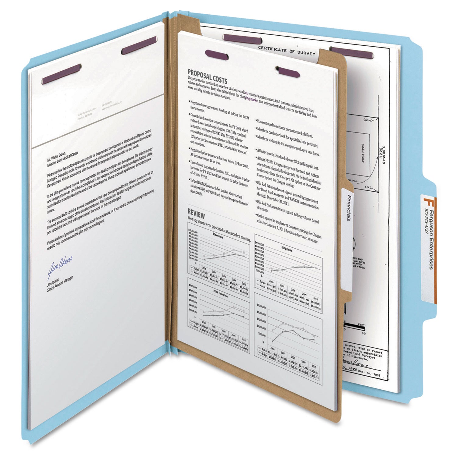 Smead SafeSHIELD 2/5 Tab Cut Letter Size Recycled Classification Folder, 2" Expansion, 1 Divider, Blue, Heavy Duty, Tear Resistant, 100% Recycled, 10/Box