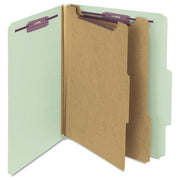 Smead SafeSHIELD 2/5 Tab Cut Letter Size Recycled Classification Folders, 2" Expansion, 2 Fasteners, 2 Dividers, Pressboard, Gray/Green, Heavy Duty, Tear Resistant, 10/Box