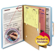 Smead SafeSHIELD 2/5 Tab Cut Letter Recycled Classification Folder, 8.5" x 11", 2" Expansion, 2 Fasteners, 2 Pockets, 2 Dividers, Blue, Heavy Duty, Tear Resistant, 100% Recycled, 10/Box