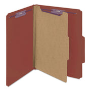 Smead SafeSHIELD 2/5 Tab Cut Letter Size Recycled Classification Folder, 2" Expansion, 1 Divider, 2 Fasteners, 25 pt. Pressboard, Red, Heavy Duty, Tear Resistant, 100% Recycled, 10/Box
