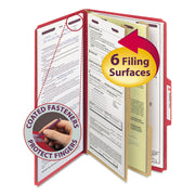 Smead SafeSHIELD 2/5 Tab Cut Legal Classification Folders, 2 Dividers, 2" Expansion, Bright Red, 100% Recycled, Heavy Duty, Tear Resistant, 8.5" x 14", 10/Box