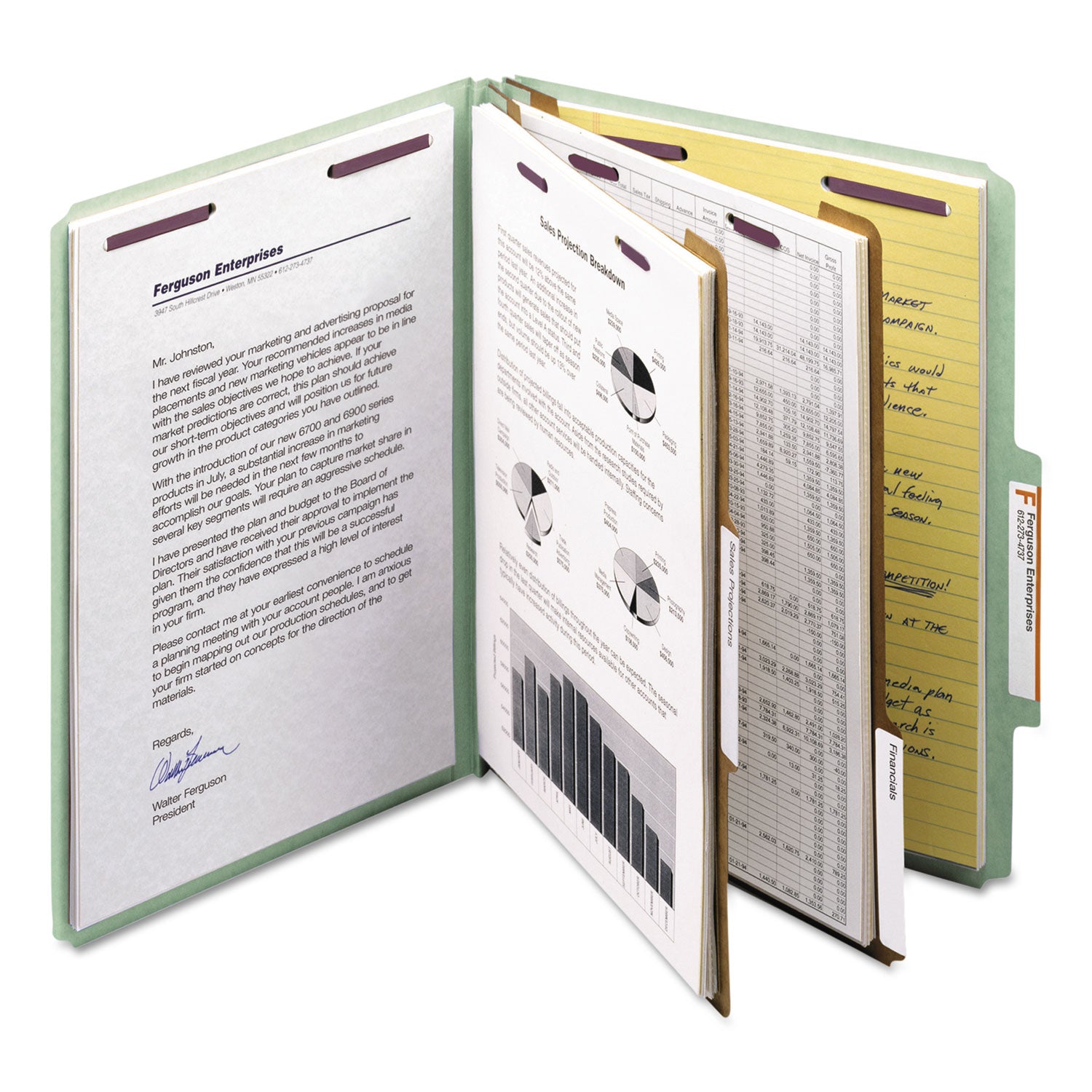 Smead SafeSHIELD 2/5 Tab Cut Letter Size Recycled Classification Folders, 2" Expansion, 2 Fasteners, 2 Dividers, Pressboard, Gray/Green, Heavy Duty, Tear Resistant, 10/Box