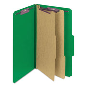 Smead SafeSHIELD 2/5 Tab Cut Legal Classification Folder, 8.5" x 14", 2" Expansion, 2 Fasteners, 2 Dividers, 25 pt. Pressboard, Green, 100% Recycled, 10/Box