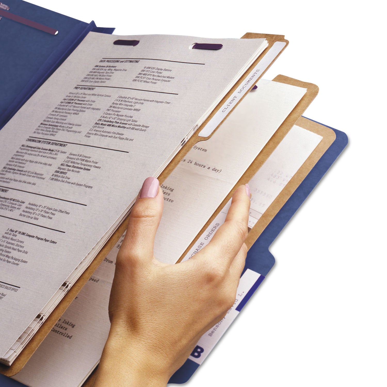 Smead SafeSHIELD 2/5 Tab Cut Letter Size Recycled Classification Folder, 3" Expansion, 3 Dividers, 2 Fasteners, Dark Blue, Heavy Duty, Tear Resistant, 100% Recycled, 10/Box