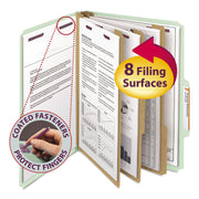 Smead SafeSHIELD 2/5 Tab Cut Letter Size Recycled Classification Folders, 3" Expansion, 3 Dividers, 2 Fasteners, Pressboard, Gray/Green, 100% Recycled, 10/Box
