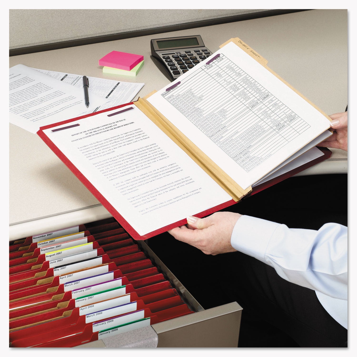 Smead SafeSHIELD 2/5 Tab Cut Legal Classification Folders, 2 Dividers, 2" Expansion, Bright Red, 100% Recycled, Heavy Duty, Tear Resistant, 8.5" x 14", 10/Box