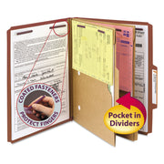 Smead SafeSHIELD 2/5 Tab Cut Letter Size Red Classification Folders, 2" Expansion, 2 Fasteners, 2 Pockets, 2 Dividers, 25 pt. Heavy Duty, 100% Recycled, 10/Box