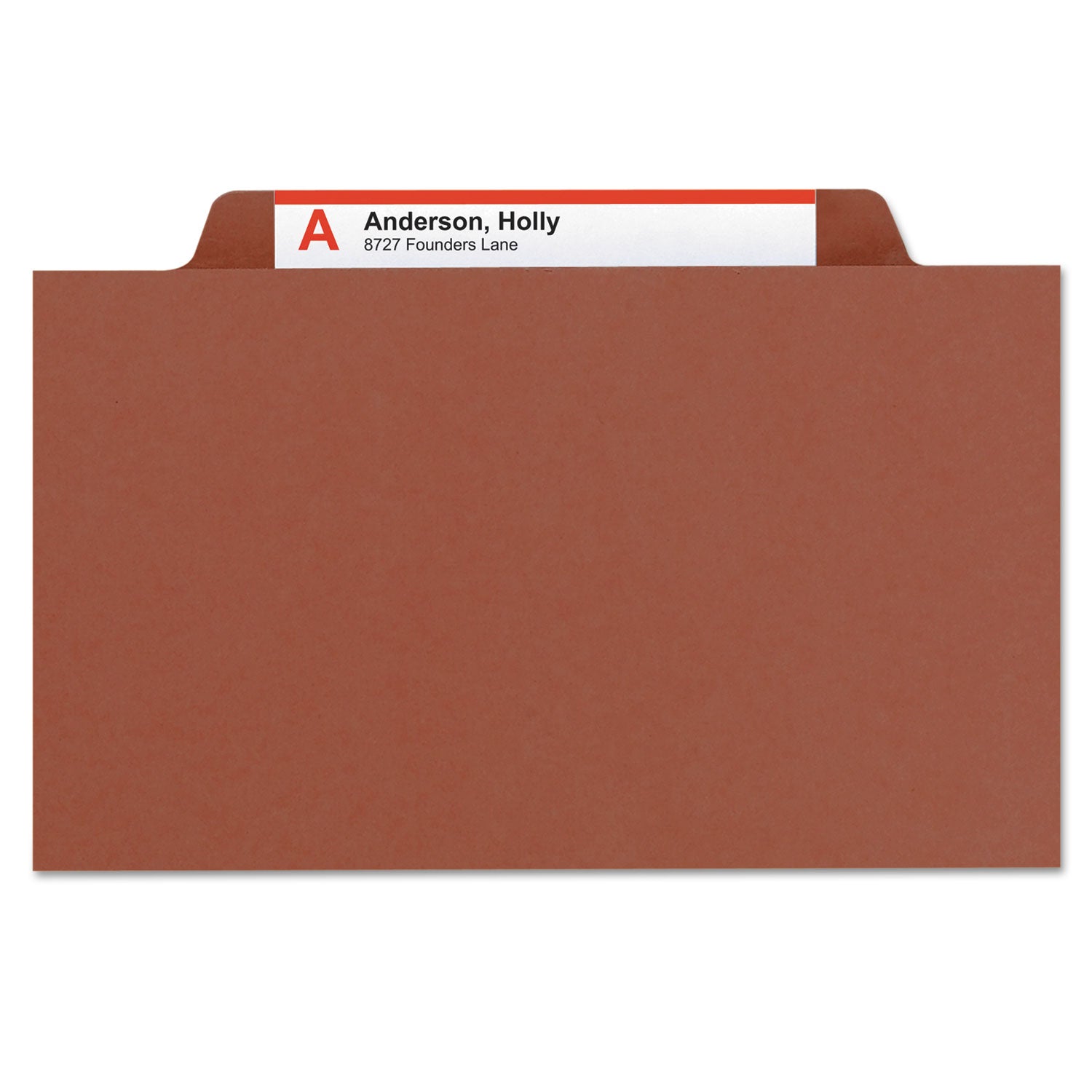 Smead SafeSHIELD 2/5 Tab Cut Letter Size Recycled Classification Folder, 2" Expansion, 1 Divider, 2 Fasteners, 25 pt. Pressboard, Red, Heavy Duty, Tear Resistant, 100% Recycled, 10/Box