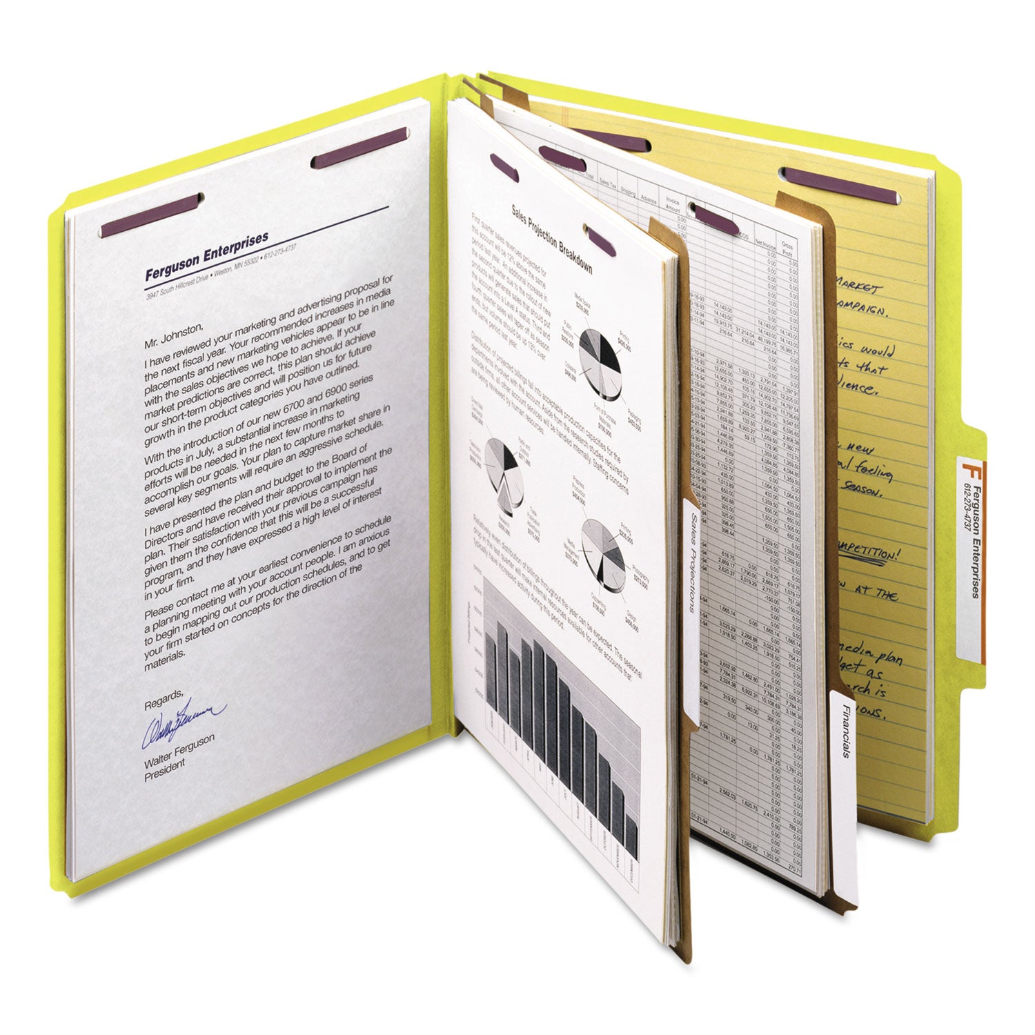Smead SafeSHIELD 2/5 Tab Cut Letter Size Recycled Classification Folders, 2" Expansion, 2 Fasteners, 2 Dividers, Pressboard, Yellow, Heavy Duty, Tear Resistant, 100% Recycled, 10/Box