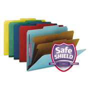 Smead SafeSHIELD 2/5 Tab Cut Letter Size Recycled Classification Folders, 2" Expansion, 2 Fasteners, 2 Dividers, Pressboard, Assorted Colors, Heavy Duty, 10/Box