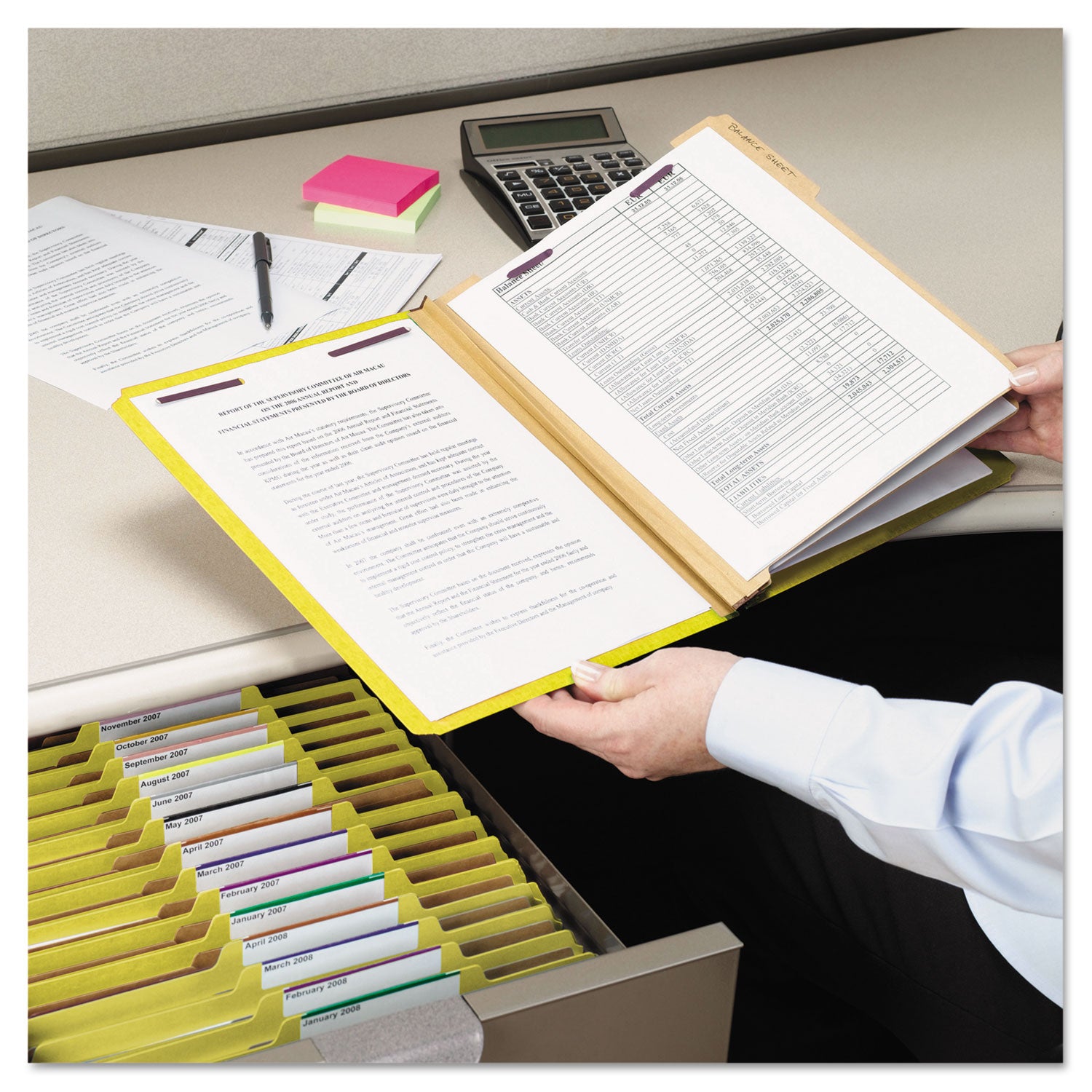 Smead SafeSHIELD 2/5 Tab Cut Legal Classification Folders, 2 Dividers, 2" Expansion, 2 Fasteners, Yellow, 100% Recycled, 8.5" x 14", 10/Box