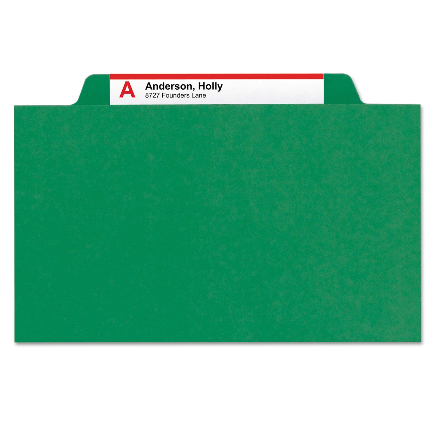 Smead SafeSHIELD 2/5 Tab Cut Legal Classification Folder, 8.5" x 14", 2" Expansion, 2 Fasteners, 2 Dividers, 25 pt. Pressboard, Green, 100% Recycled, 10/Box
