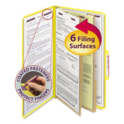 Smead SafeSHIELD 2/5 Tab Cut Legal Classification Folders, 2 Dividers, 2" Expansion, 2 Fasteners, Yellow, 100% Recycled, 8.5" x 14", 10/Box