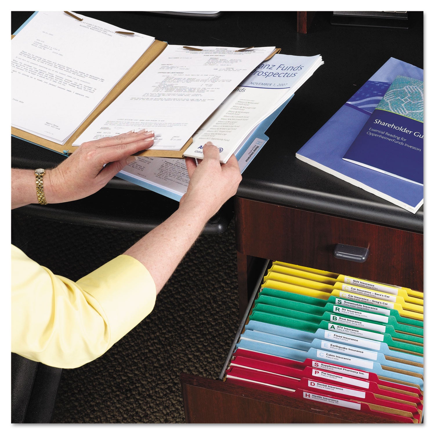 Smead SafeSHIELD 2/5 Tab Cut Letter Recycled Classification Folders, 8.5" x 11", 2" Expansion, 2 Fasteners, 2 Pockets, 2 Dividers, Bright Red, Heavy Duty, Tear Resistant, 100% Recycled, 10/Box