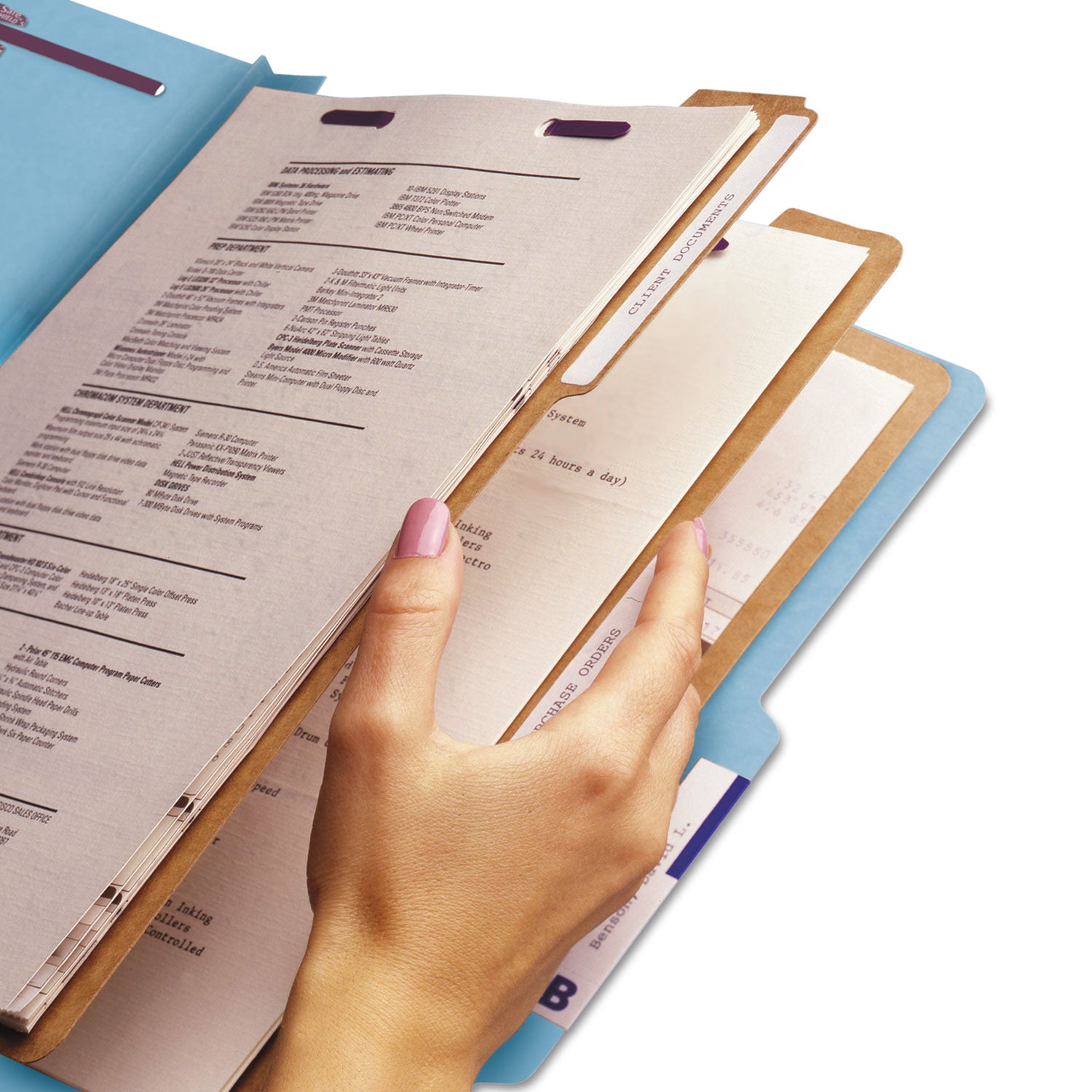 Smead SafeSHIELD 2/5 Tab Cut Letter Size Recycled Classification Folder, 3" Expansion, 2 Fasteners, 3 Dividers, 25 pt. Pressboard, Blue, Heavy Duty, Tear Resistant, 100% Recycled, 10/Box