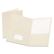 Oxford Letter Recycled Pocket Folder - 8 1/2" x 11" - 100 Sheets Capacity - 2 Internal Pocket(s) - Leatherette - White - Turned Edge - 10% Recycled - 25 / Box