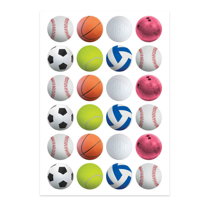 Themed Sticker Forms - Sports Ball - 3 Sheets, 1" stickers