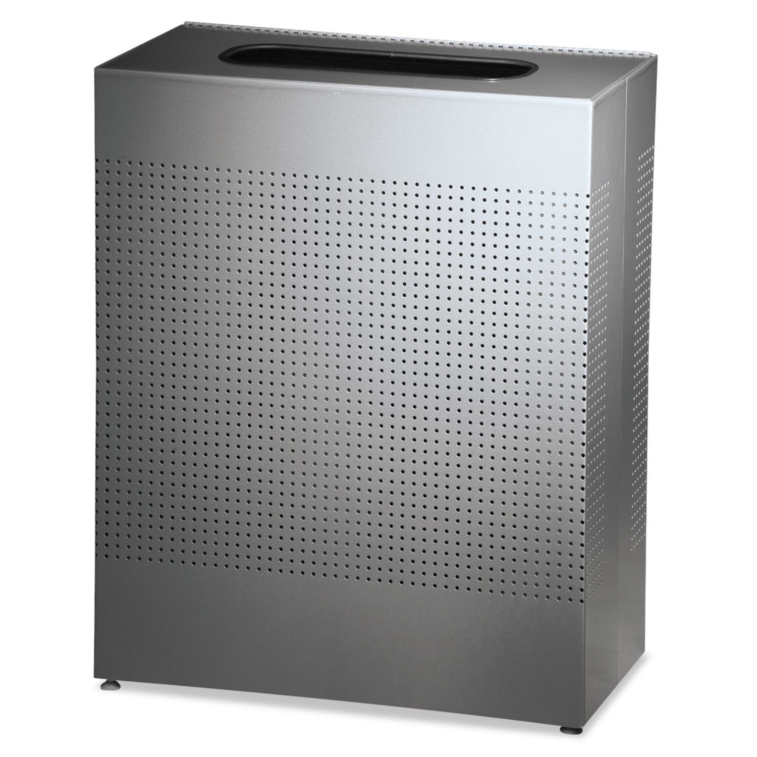 Designer Line Silhouettes Waste Receptacle, 22.5 gal, Steel, Silver Metallic