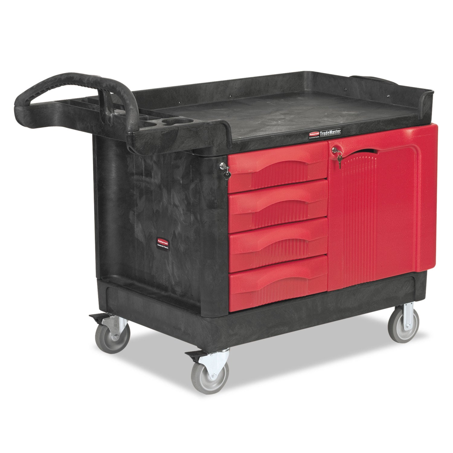 750 lb Load Capacity - 5" Caster Size - Structural Foam - 27.87" Width x 50.75" Depth x 29" Height - Black, Red - 1 Each