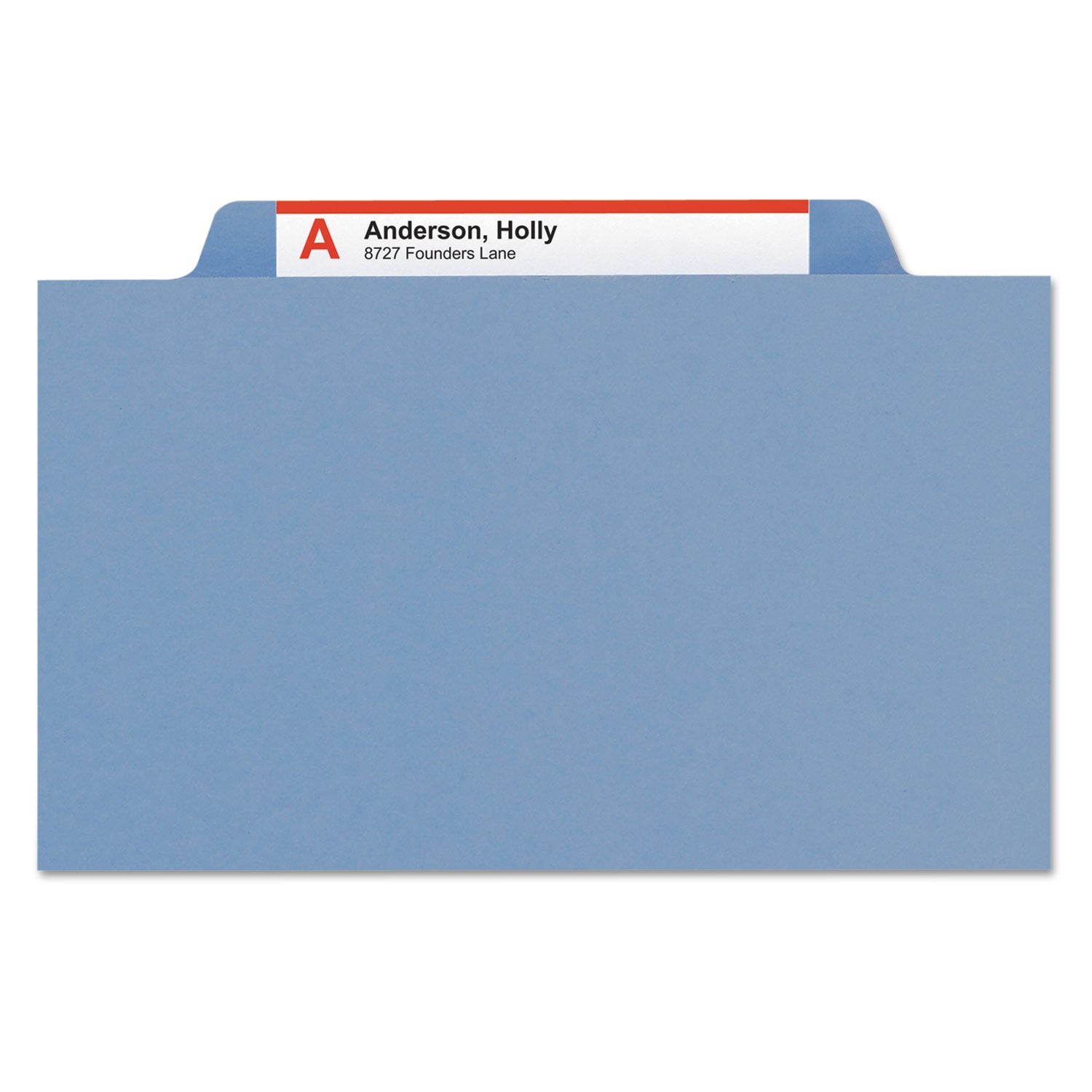 Smead Colored 2/5 Tab Cut Letter Recycled Classification Folder - 8 1/2" x 11" - 2" Expansion - 2 x 2B Fastener(s) - 2" for Folder - Top Tab Location - Right of Center Tab Position - 1 Divider(s) - 14 pt. - 2 Plys - Blue - 10% Recycled - 10 / Box