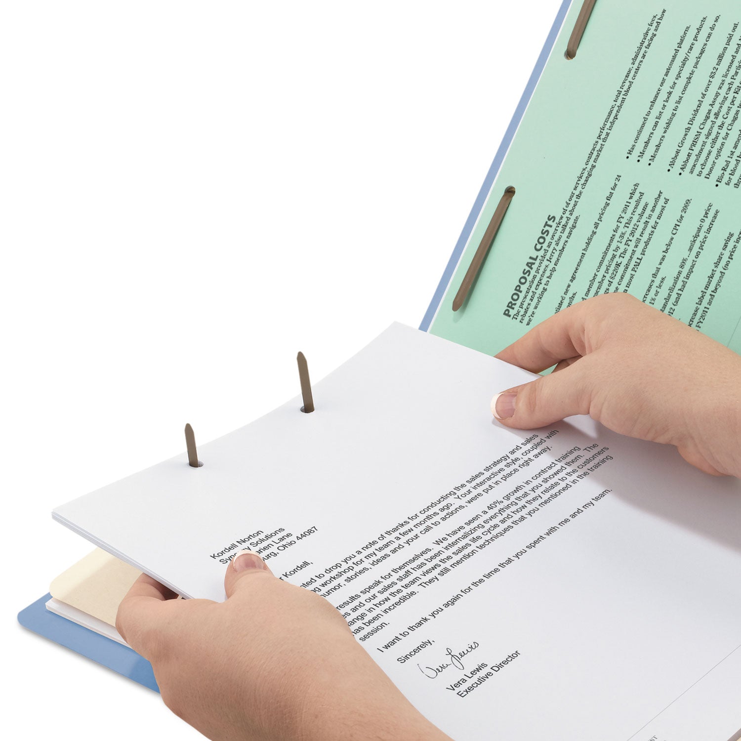 Smead Colored 2/5 Tab Cut Letter Recycled Classification Folder - 8 1/2" x 11" - 2" Expansion - 2 x 2B Fastener(s) - 2" for Folder - Top Tab Location - Right of Center Tab Position - 1 Divider(s) - 14 pt. - 2 Plys - Blue - 10% Recycled - 10 / Box