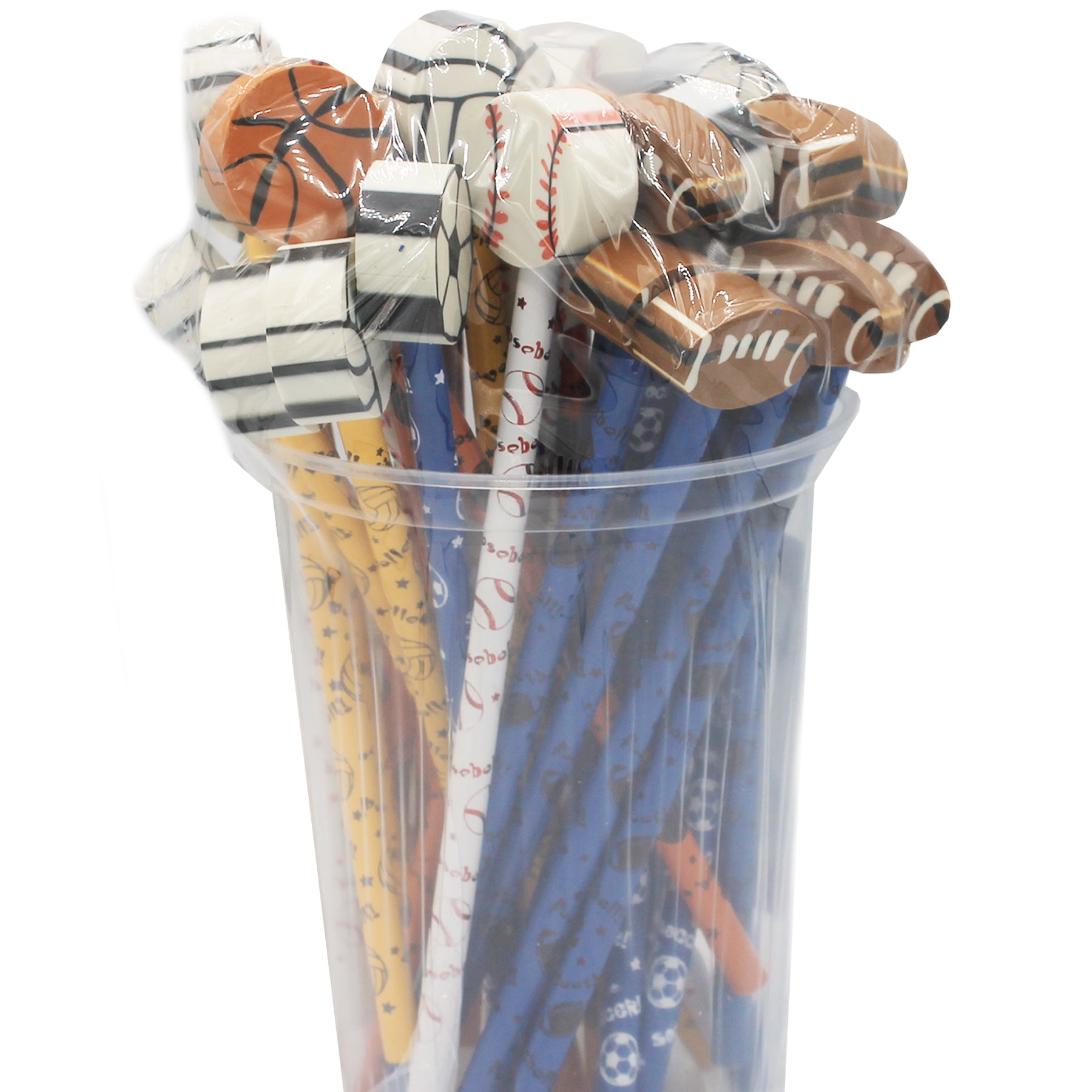 Pencil & Eraser Topper Write-Ons, Sports, Pack of 36