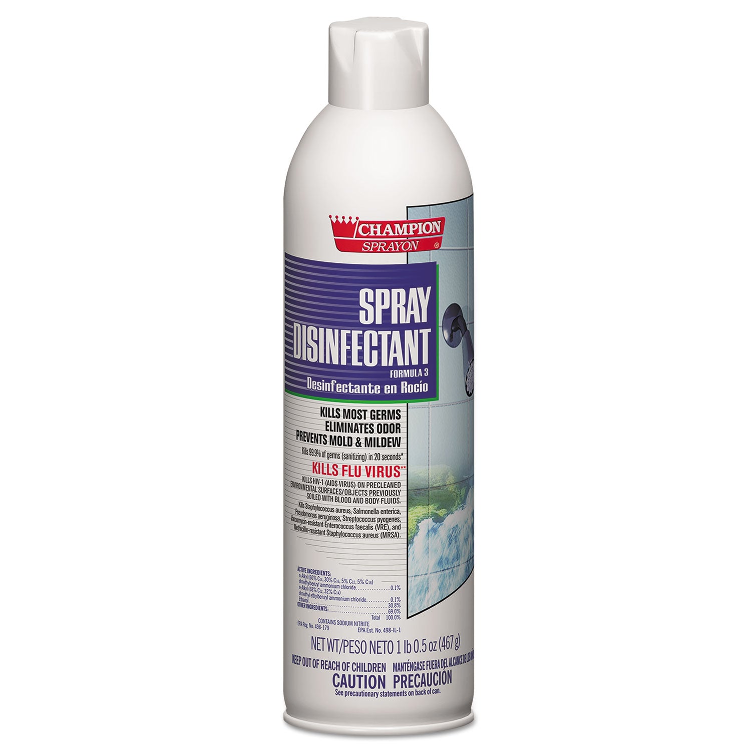 Champion Sprayon Spray Disinfectant, 16.5 Oz Aerosol Spray, 12/carton